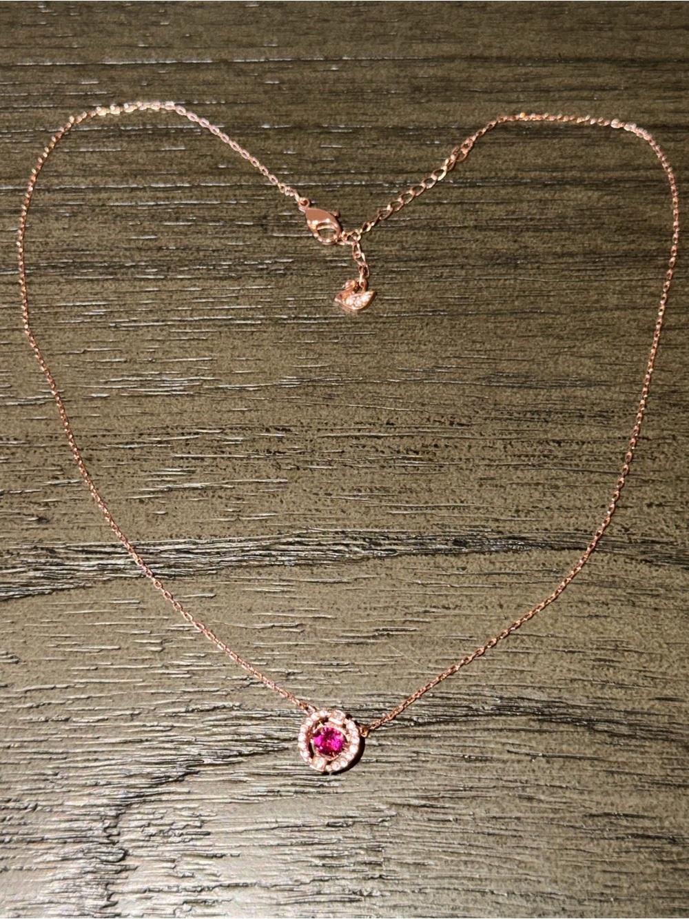 Swarovski Sparkling Dance Pink Crystal Necklace Rose Gold Tone